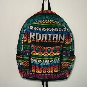 Green and Orange Ethnic Pattern Backpack